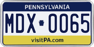 PA license plate MDX0065
