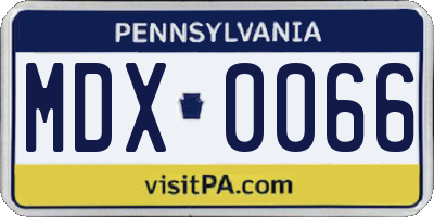 PA license plate MDX0066