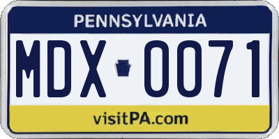 PA license plate MDX0071