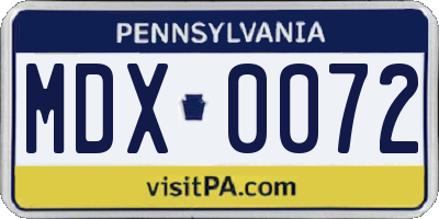PA license plate MDX0072