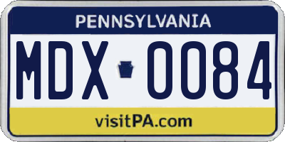 PA license plate MDX0084