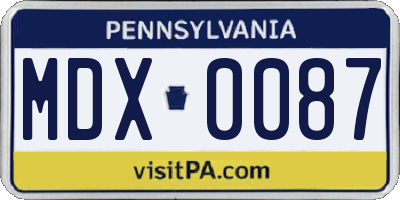 PA license plate MDX0087