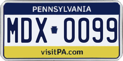 PA license plate MDX0099