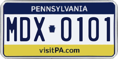 PA license plate MDX0101