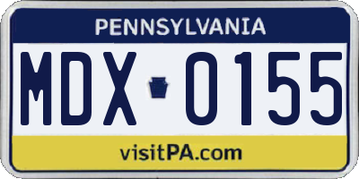PA license plate MDX0155