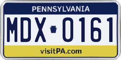PA license plate MDX0161