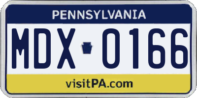 PA license plate MDX0166