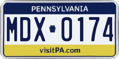 PA license plate MDX0174