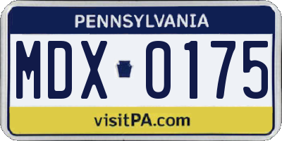PA license plate MDX0175