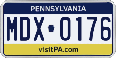 PA license plate MDX0176