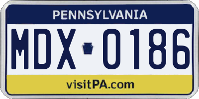 PA license plate MDX0186