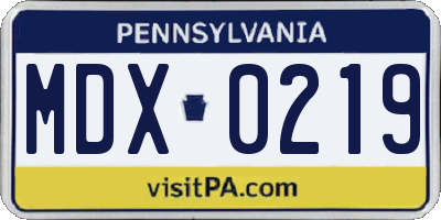 PA license plate MDX0219