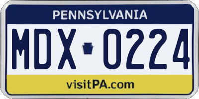 PA license plate MDX0224