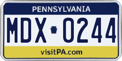 PA license plate MDX0244