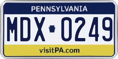 PA license plate MDX0249