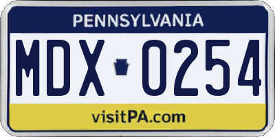 PA license plate MDX0254