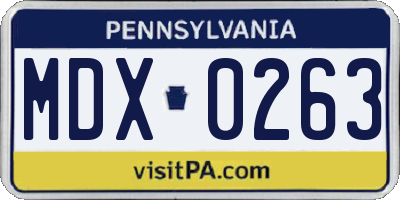 PA license plate MDX0263