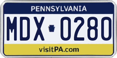 PA license plate MDX0280