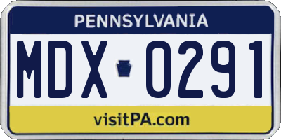 PA license plate MDX0291