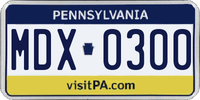 PA license plate MDX0300