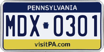 PA license plate MDX0301