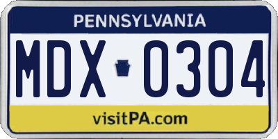 PA license plate MDX0304