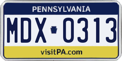 PA license plate MDX0313