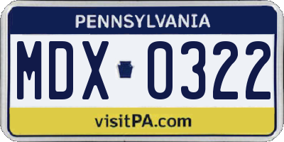 PA license plate MDX0322