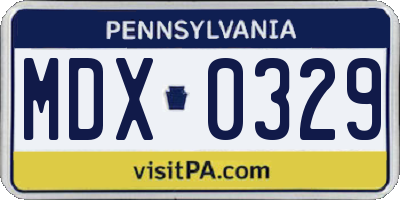 PA license plate MDX0329