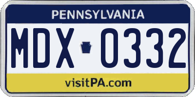 PA license plate MDX0332