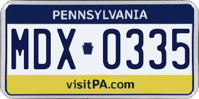 PA license plate MDX0335