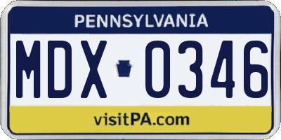 PA license plate MDX0346