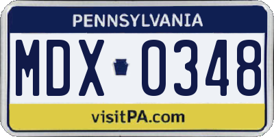 PA license plate MDX0348