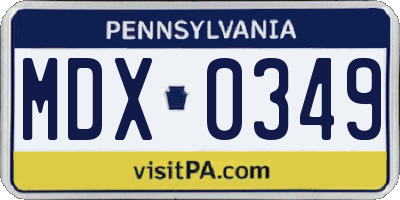 PA license plate MDX0349