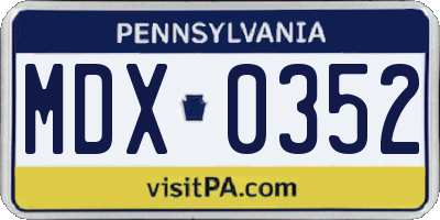 PA license plate MDX0352
