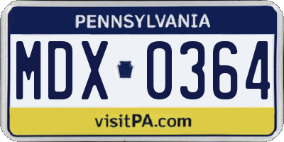 PA license plate MDX0364
