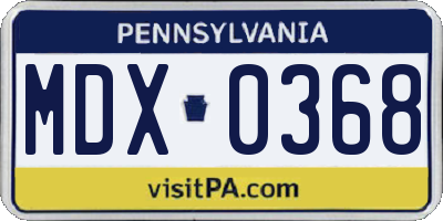 PA license plate MDX0368