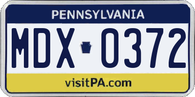 PA license plate MDX0372