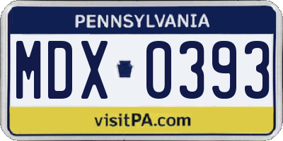 PA license plate MDX0393