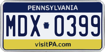 PA license plate MDX0399