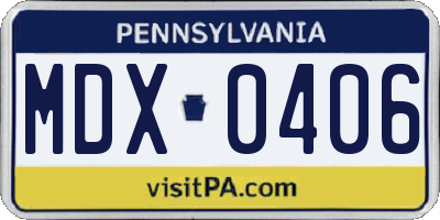 PA license plate MDX0406