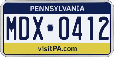 PA license plate MDX0412