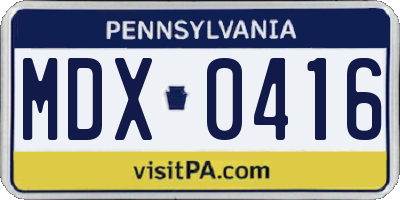 PA license plate MDX0416