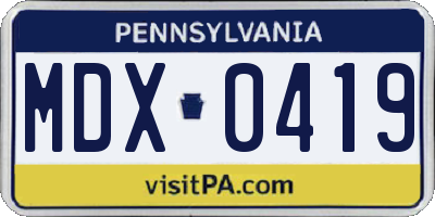 PA license plate MDX0419