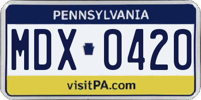 PA license plate MDX0420