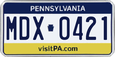 PA license plate MDX0421