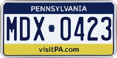 PA license plate MDX0423