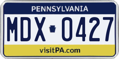 PA license plate MDX0427
