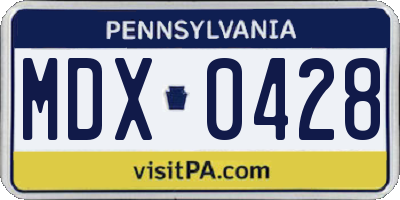 PA license plate MDX0428