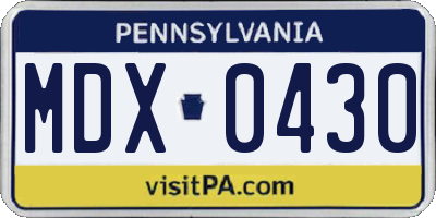 PA license plate MDX0430